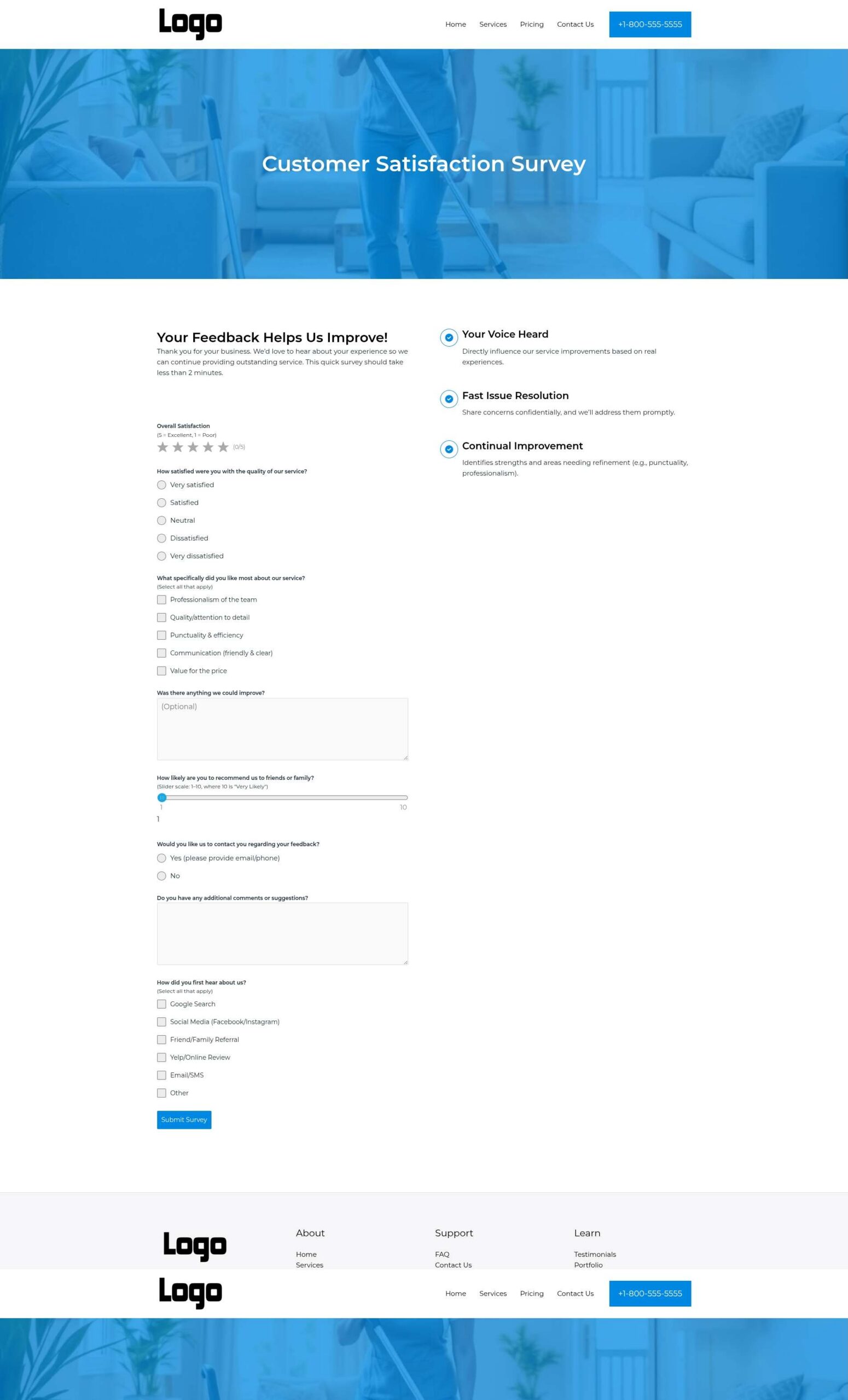 Customer Survey - Milan - Sapphire - Cleaning Services