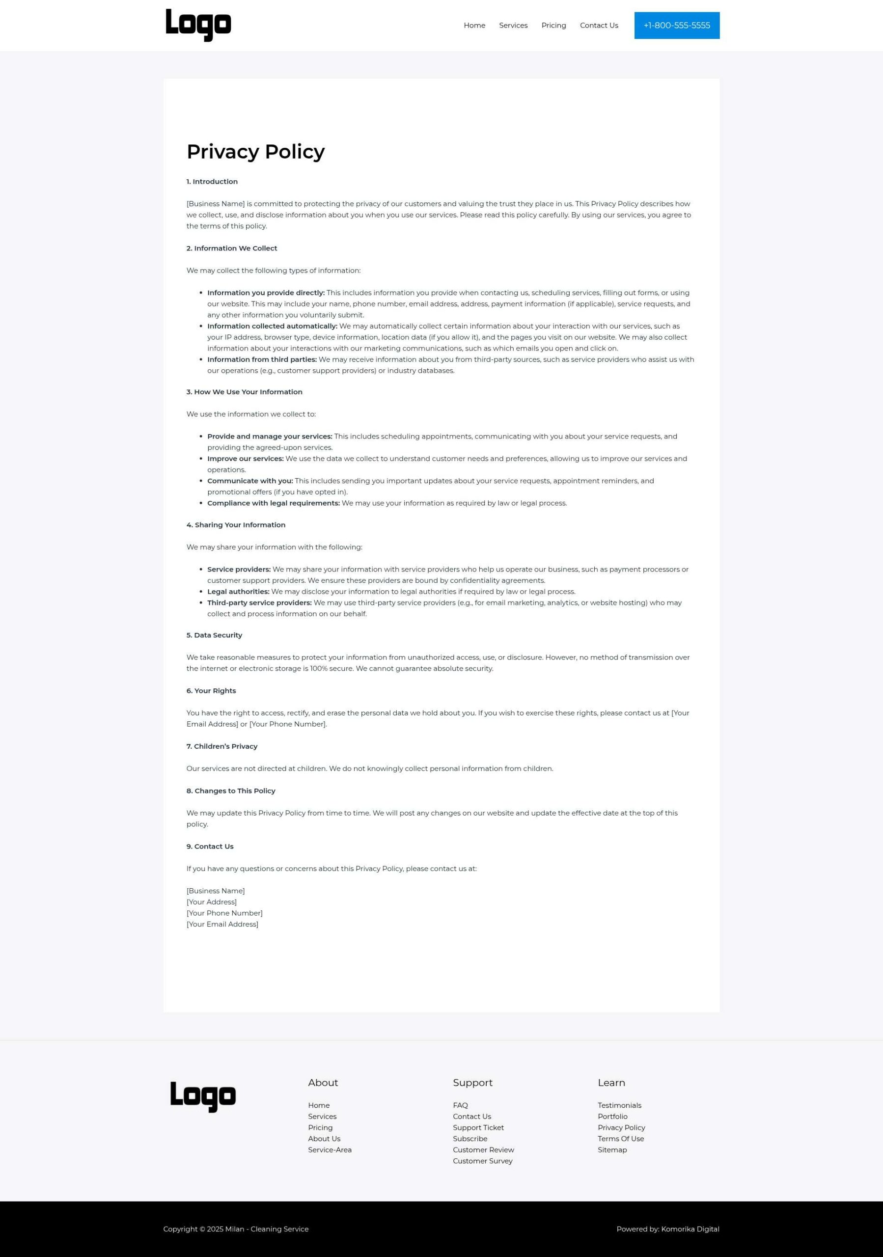 Privacy Policy - Milan - Sapphire - Cleaning Services