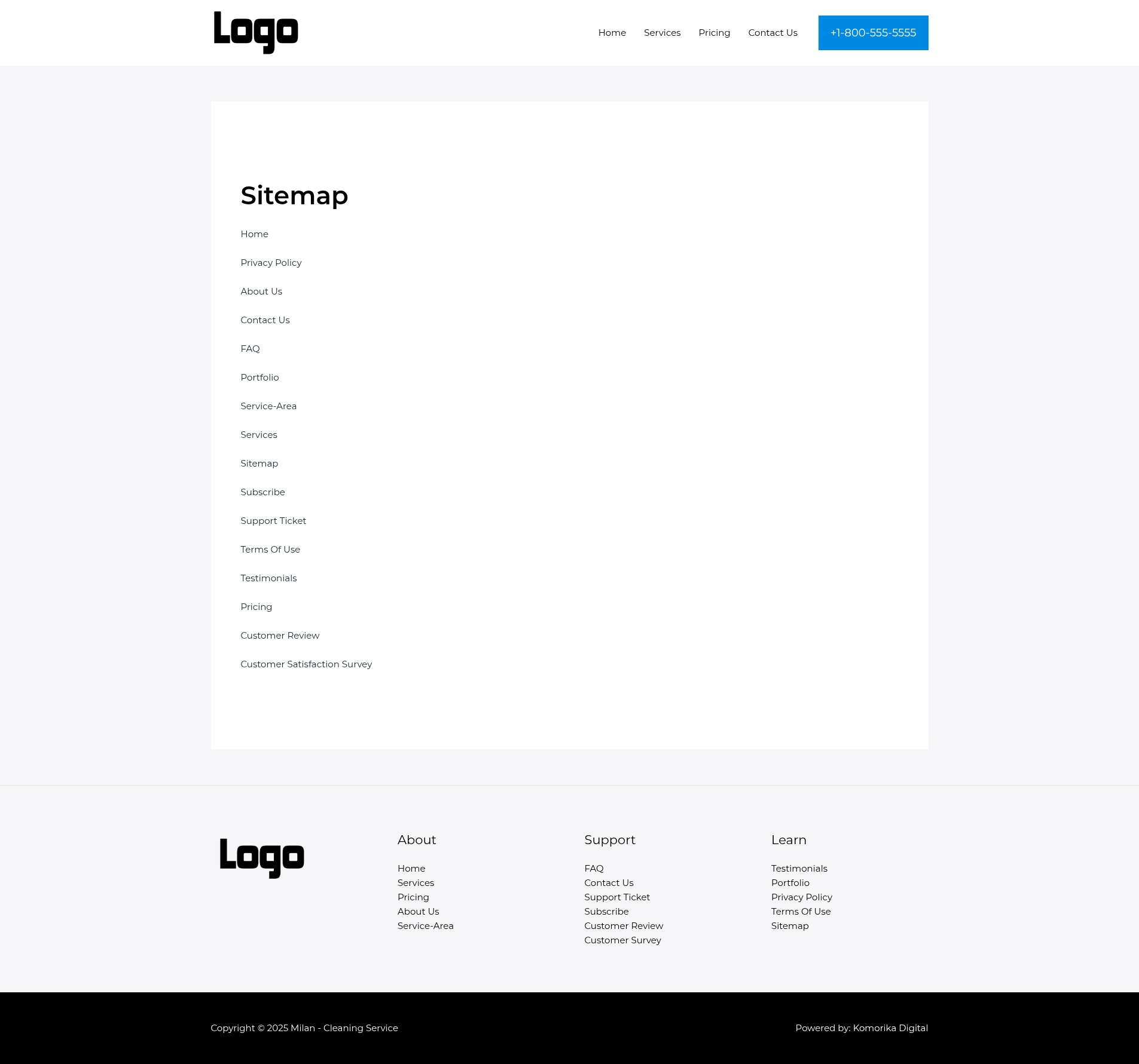 Sitemap - Milan - Sapphire - Cleaning Services