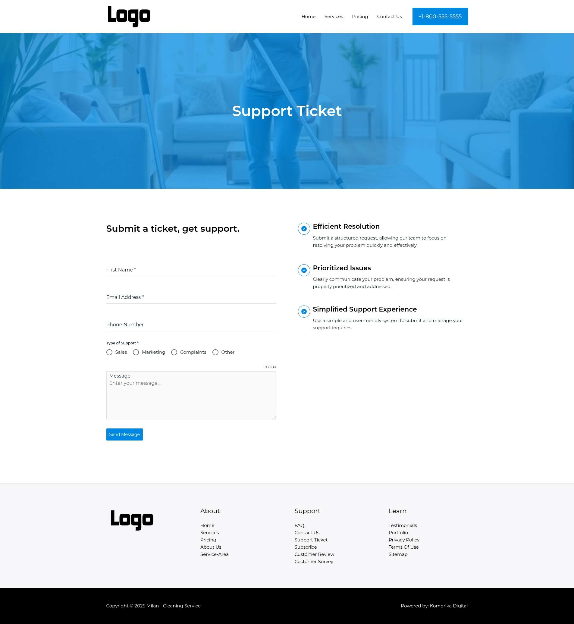 Support Ticket - Milan - Sapphire - Cleaning Services